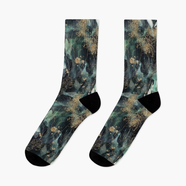 Item preview, Dark Green and Gold Floral Pattern designed and sold by BohemiaArt.