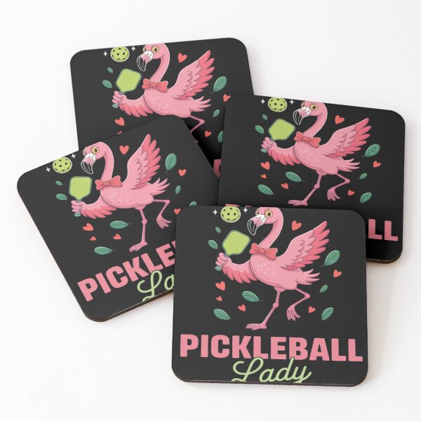 Item preview, Pickleball Lady Flamingo Holding a Pickleball Paddle designed and sold by FluoroWave.