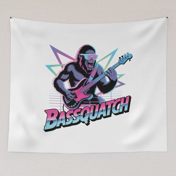 Item preview, Bassquatch Synthwave – Bigfoot Bass Guitar Retro 80s Style designed and sold by WSPrintCrafter.