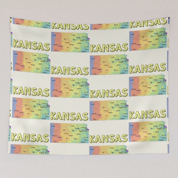 Item preview, Kansas State Map - Colorful Topography Art designed and sold by mashmosh.