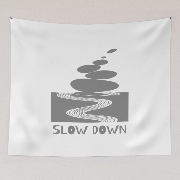 Item preview, Zen Stones and Slow Down Message, Dark Grey on White designed and sold by nikoart001.