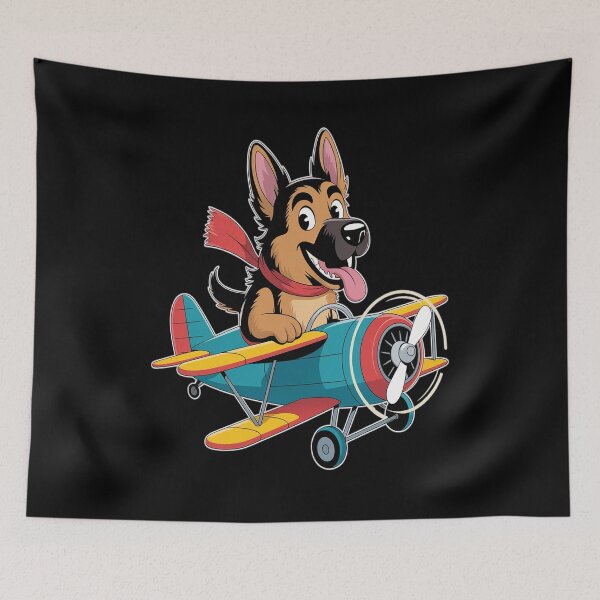 Item preview, Pilot German Sheperd Dog Flying Airplane designed and sold by FluoroWave.
