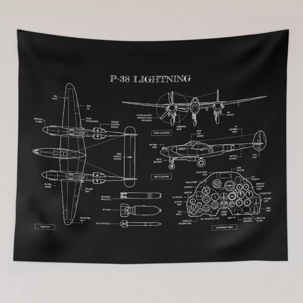 Item preview, P-38 Lightning (White Stencil - No Background) designed and sold by BGALAXY.