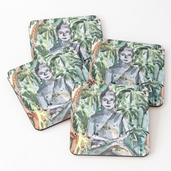Item preview, Buddha Statue – Serene Watercolour & Ink Art designed and sold by lippostcard.