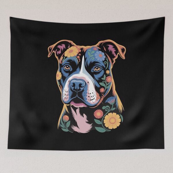 Item preview, Pitbull Floral Dog Lover Vintage Flower Art Pitbull designed and sold by Voidbinder.