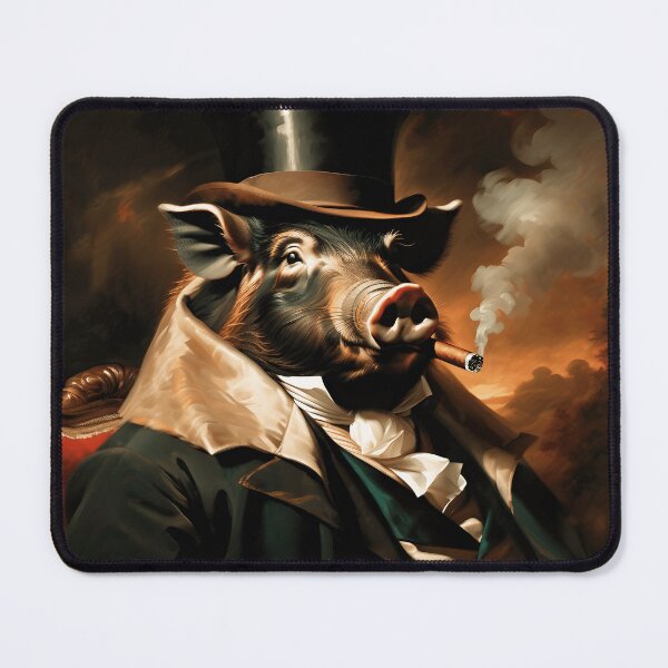 Item preview, Vintage Animal Art: Boar Gentleman with a Cigar Portrait | Animal Art | Oil Painting | Animal Portrait designed and sold by UnhingedBird.