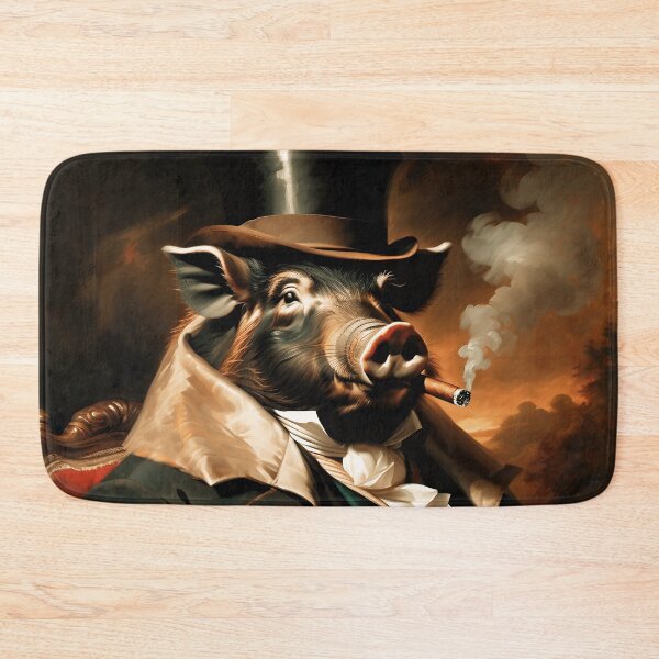 Item preview, Vintage Animal Art: Boar Gentleman with a Cigar Portrait | Animal Art | Oil Painting | Animal Portrait designed and sold by UnhingedBird.