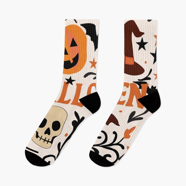 Item preview, Cute Halloween Pattern with Pumpkin, Skull and Witch Hat designed and sold by LSLOOMANDSOUL.