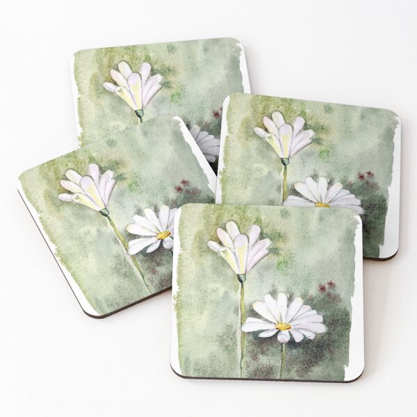 Item preview, Daisies on a Green Background – Watercolour Floral Illustration designed and sold by lippostcard.