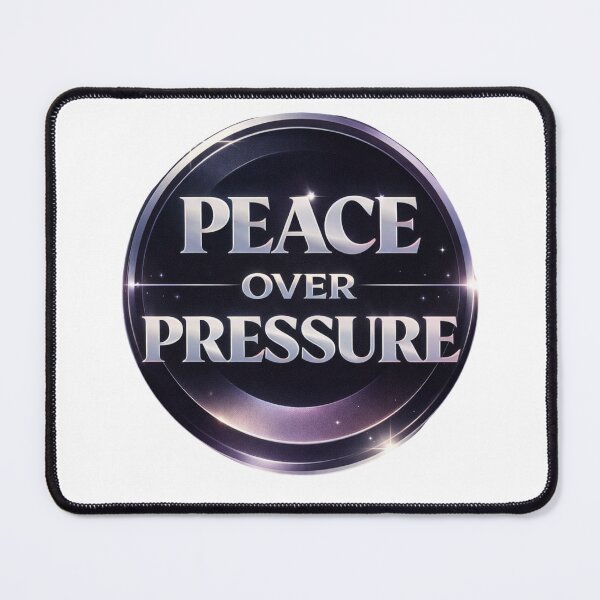 Item preview, Peace Over Pressure — Retro Silver Typography Quote Art with Bold Metallic Aesthetic designed and sold by Iunova.