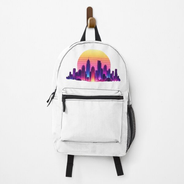Item preview, Abstract Neon Vaporwave City Skyline — Retro Futurism Synthwave Sunset Urban Artwork designed and sold by Iunova.