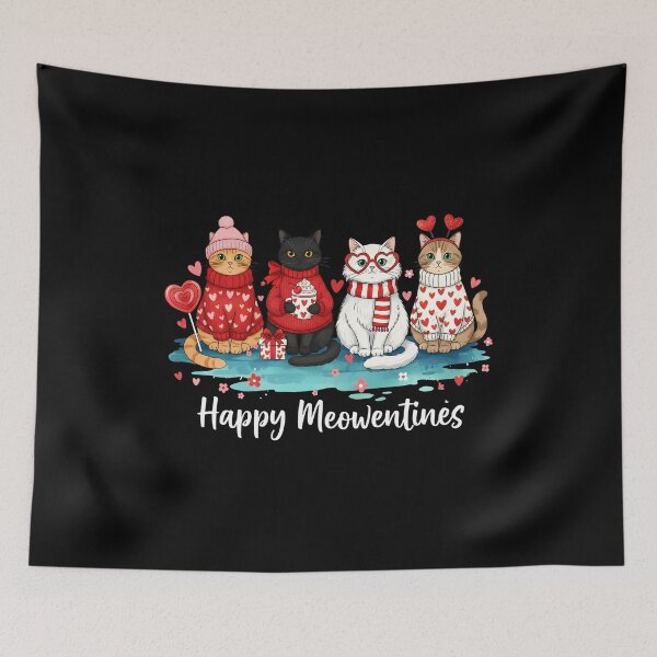 Item preview, Happy Meowentines Cute Cats Valentine Winter Love Illustration designed and sold by adiencarteras.