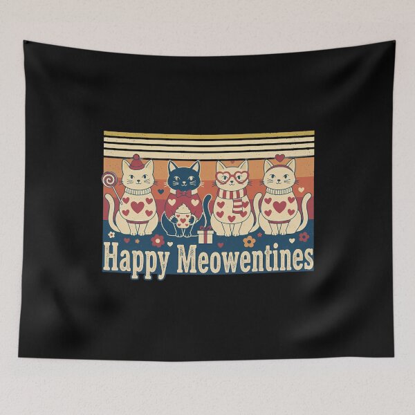 Item preview, Happy Meowentines Retro Cat Valentine Cute Vintage Style designed and sold by adiencarteras.