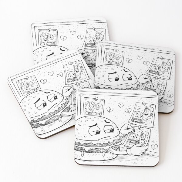 Item preview, Heartbroken Burger – Fast Food Breakup Cartoon designed and sold by ComedyInkFactor.