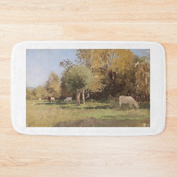 Item preview, Sommerlandschaft mit Kühen (1891) – Alfred Zoff Austrian Impressionist P designed and sold by Art Outlaws.