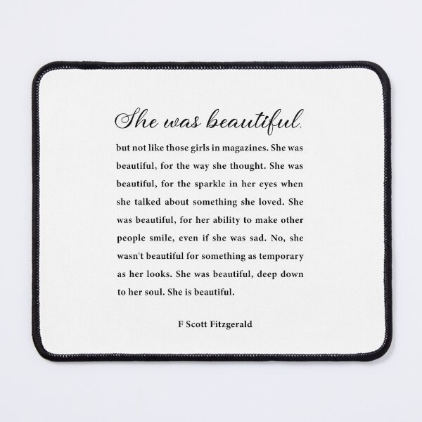 Item preview, She Was Beautiful, F Scott Fitzgerald, Quote Art designed and sold by corbrand.