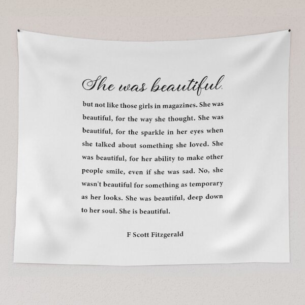 Item preview, She Was Beautiful, F Scott Fitzgerald, Quote Art designed and sold by corbrand.