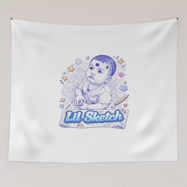 Item preview, Lil Sketch – Cute Hand-Drawn Baby Art Sticker | Blue Pen Sketch Style designed and sold by Begena.