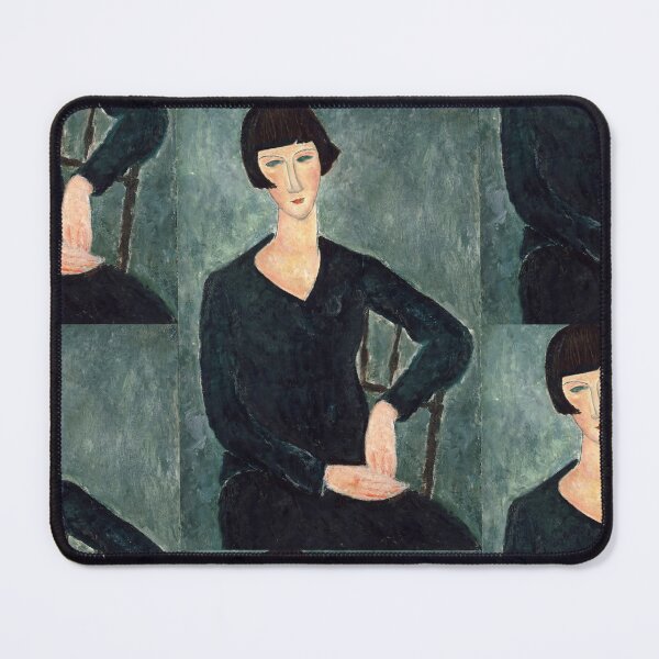 Item preview, Seated Woman in Blue Dress by Amedeo Modigliani: Modernist Portrait Poster designed and sold by artofuniverse.
