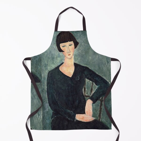 Item preview, Seated Woman in Blue Dress by Amedeo Modigliani: Modernist Portrait Poster designed and sold by artofuniverse.