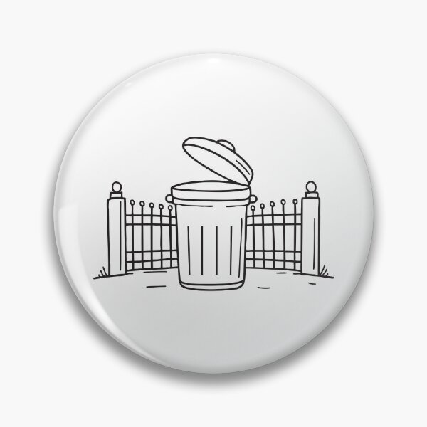 Item preview, An opened trash bin with opened lid in front of a fence gate   designed and sold by rasagamastore.