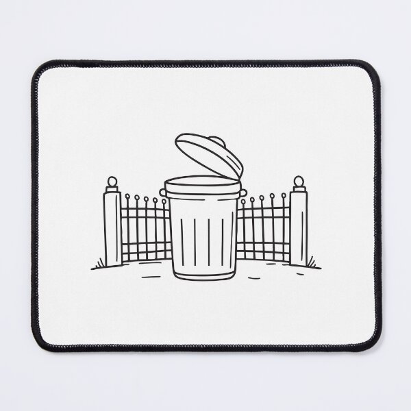 Item preview, An opened trash bin with opened lid in front of a fence gate   designed and sold by rasagamastore.