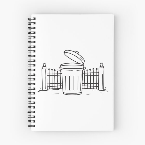 Item preview, An opened trash bin with opened lid in front of a fence gate   designed and sold by rasagamastore.