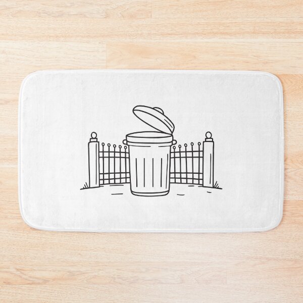 Item preview, An opened trash bin with opened lid in front of a fence gate   designed and sold by rasagamastore.