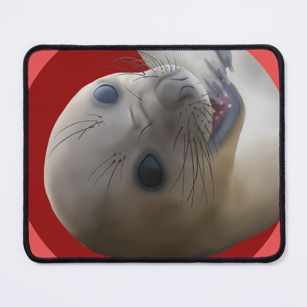 Item preview, Elephant seal biting flipper on red designed and sold by GivernyKate.