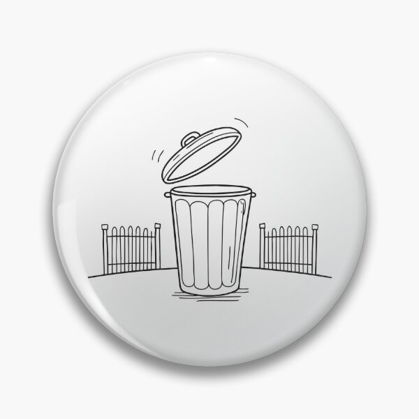 Item preview, A trash bin with its lid open placed before a fence gate   designed and sold by rasagamastore.