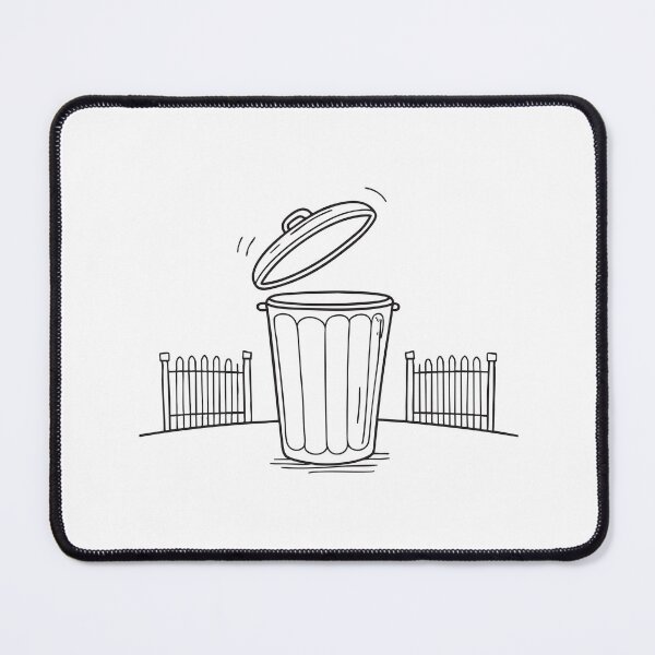Item preview, A trash bin with its lid open placed before a fence gate   designed and sold by rasagamastore.