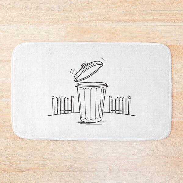 Item preview, A trash bin with its lid open placed before a fence gate   designed and sold by rasagamastore.