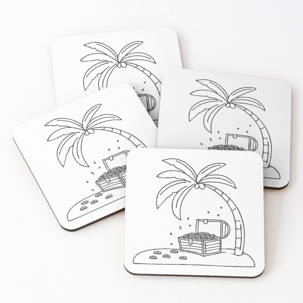 Item preview, A palm tree shading an opened treasure with coins scattered nearby   designed and sold by rasagamastore.