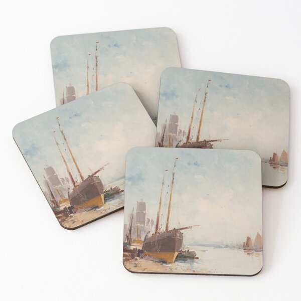 Item preview, Bateaux au Port – Eugène Galien-Laloue Impressionist Harbor Scene with Boats and Water designed and sold by Art Outlaws.