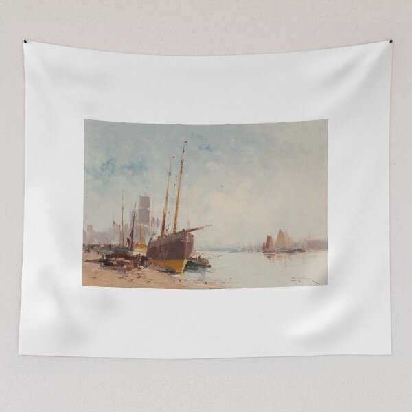 Item preview, Bateaux au Port – Eugène Galien-Laloue Impressionist Harbor Scene with Boats and Water designed and sold by Art Outlaws.