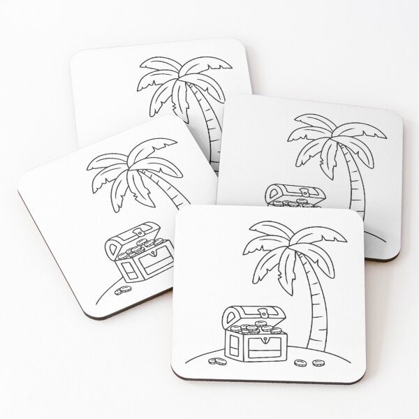 Item preview, Coins spilling from an open treasure beneath a palm tree   designed and sold by rasagamastore.