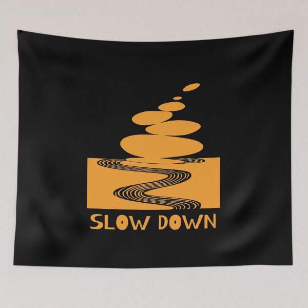 Item preview, Zen Stones and Slow Down Message, Yellow on Black designed and sold by nikoart001.