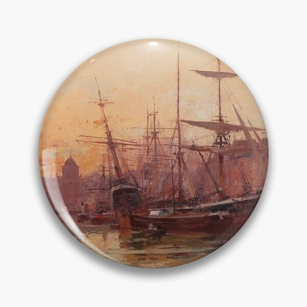 Artikelvorschau, Voiliers à Quai en Normandie – Eugène Galien-Laloue Impressionist Normandie Hafenszene mit Segelbooten entworfen und verkauft von Art Outlaws.