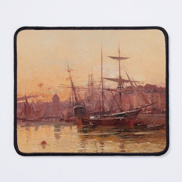 Item preview, Voiliers à Quai en Normandie – Eugène Galien-Laloue Impressionist Normandy Harbor Scene with Sailboats designed and sold by Art Outlaws.