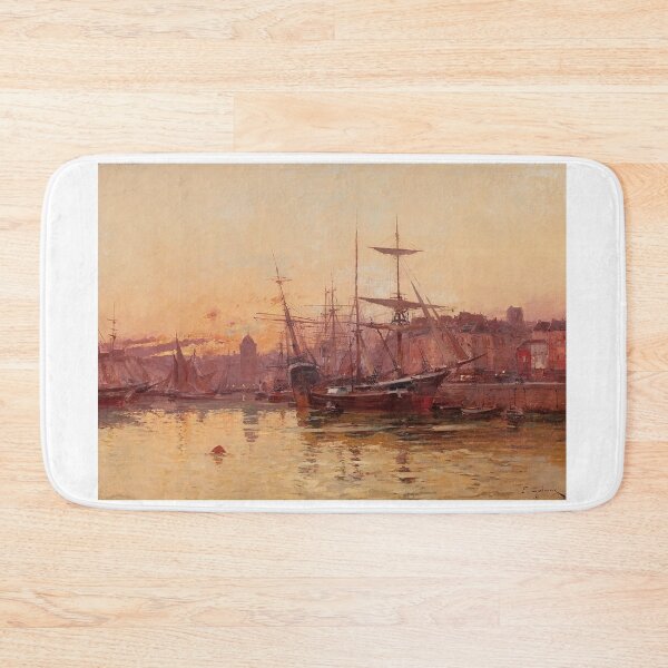 Item preview, Voiliers à Quai en Normandie – Eugène Galien-Laloue Impressionist Normandy Harbor Scene with Sailboats designed and sold by Art Outlaws.
