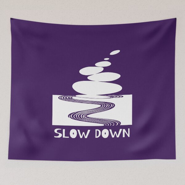 Item preview, Zen Stones and Slow Down Message, White on Purple designed and sold by nikoart001.