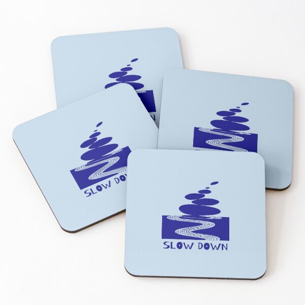 Item preview, Zen Stones and Slow Down Message, Navy on Light Blue designed and sold by nikoart001.