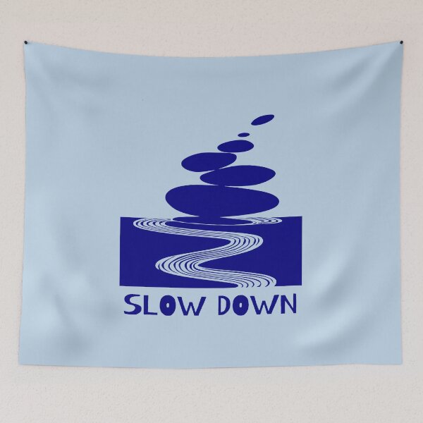 Item preview, Zen Stones and Slow Down Message, Navy on Light Blue designed and sold by nikoart001.