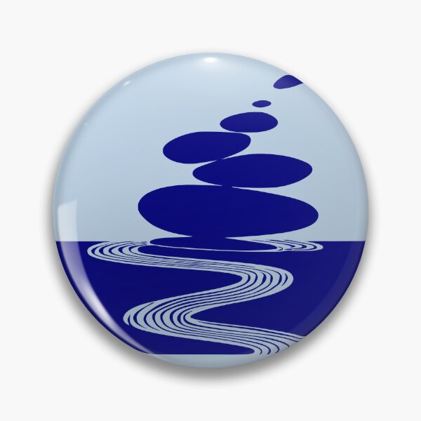 Item preview, Zen Stones and Slow Down Message, Navy on Light Blue designed and sold by nikoart001.