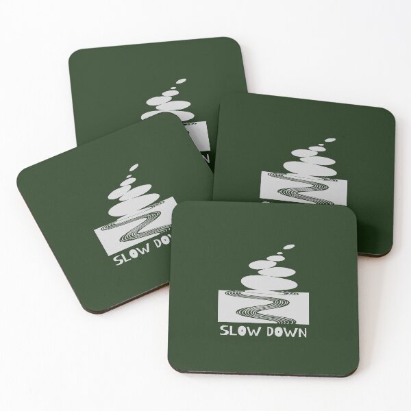 Item preview, Zen Stones and Slow Down Message, Light Grey on Forest Green designed and sold by nikoart001.