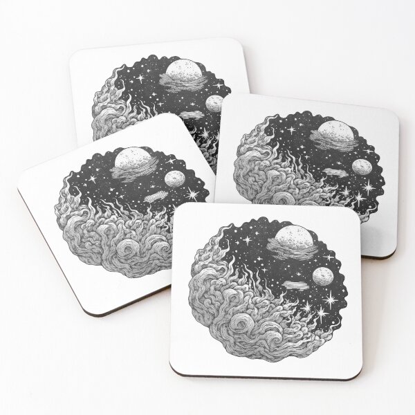 Item preview, Cosmic Waves and Twin Moons Illustration designed and sold by rainseedart.
