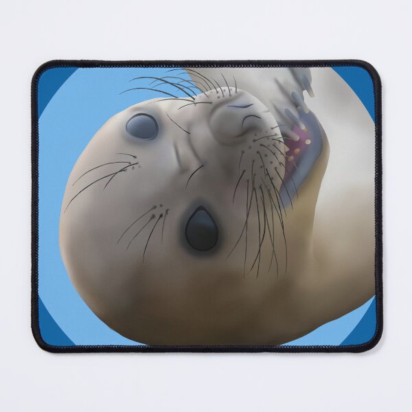 Item preview, Elephant seal biting flipper on blue designed and sold by GivernyKate.