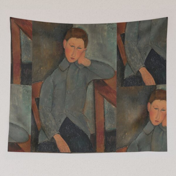 Item preview, The Boy by Amedeo Modigliani: Melancholic École de Paris Portrait Poster designed and sold by artofuniverse.
