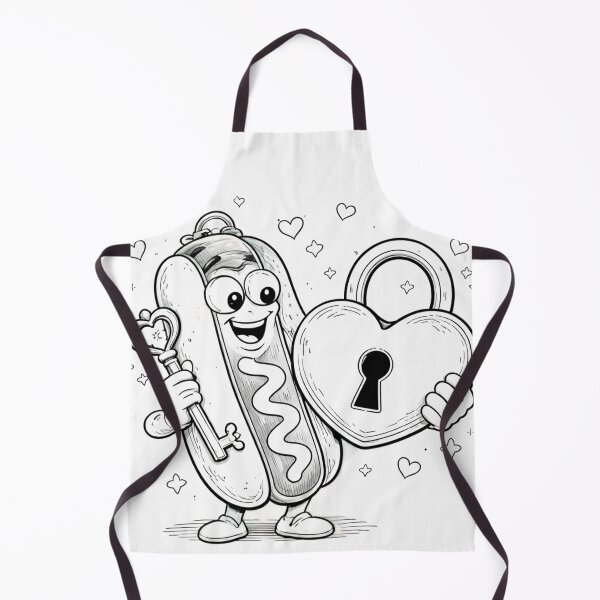Item preview, Hot Dog With Key & Heart Lock – Cute Valentine Food Cartoon designed and sold by ComedyInkFactor.