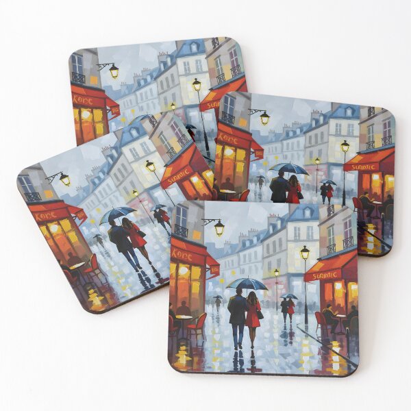 Item preview, A Parisian street scene on a rainy evening, designed and sold by Ponted.